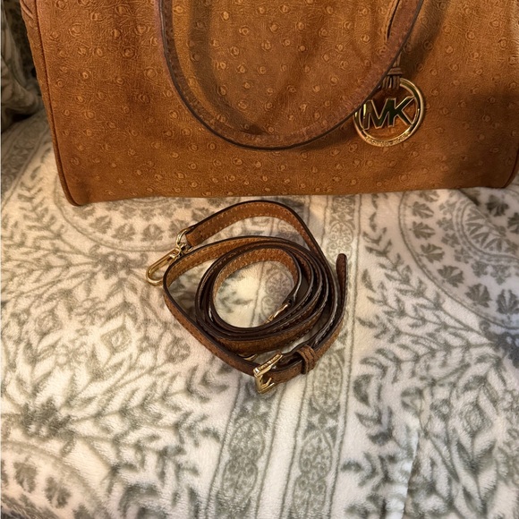 Michael Kors Distressed Ostrich Embossed Leather Satchel - Picture 8 of 13